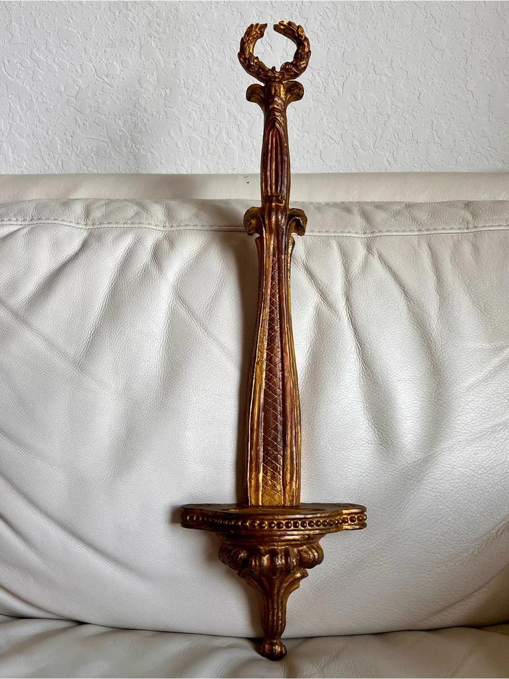 Neoclassical Plate Holder 24” Gold Decorative Hanging Wall Decor Vintage Style
